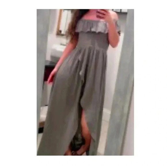 🆕Faded Rose Olive Off Shoulder Asymmetrical Dress M🆕 - Picture 2 of 9